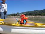 Sophie sleeping in her lifejacket